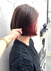 コーラルピンクインナーカラー・ラベンダーぷつっとミニボブ - hair＆make egerie掲載
