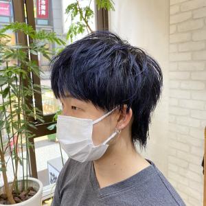 メンズマッシュウルフ×ネイビーブルー - gift hair salon掲載