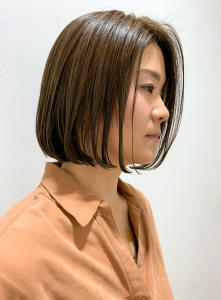 オリーブベージュ×シンプルワンレングスボブ - Passion for hair 西原店掲載