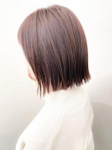 ピンクベージュ 顎ラインボブ 切りっぱなしスタイル【横浜】 - Neolive aim 横浜店掲載