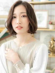 大人フェミニン前下がり小顔かきあげボブ 　モカブラウン - COVER HAIR bliss 【カバー ヘア ブリス】川口/ららテラス川口東口駅前店掲載