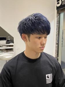 日本橋　束感刈り上げマッシュメンズカラー　ブルーブラック - ドルクス日本橋掲載