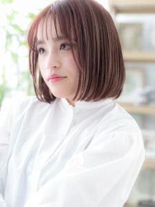 韓国風ベージュピンク小顔切りっぱなしボブ　ニュアンスカラー - COVER HAIR & SPA bliss【カバーヘア アンド スパ ブリス】浦和/浦和西口店掲載