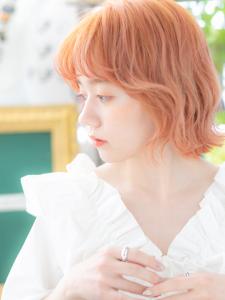 くせ毛風フェザーバング小顔オレンジベージュ　ロブヘア - COVER HAIR bliss志木南口駅前店掲載