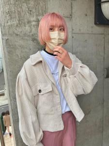 ピンクカラー　ピンクベージュ　ミニボブ　ウルフカット - ARCANA 明治神宮前 表参道 原宿掲載