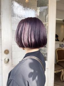 まるみ前下がり大人ショートボブピンクラベンダー梅ヶ丘美容室 - CHAINON掲載