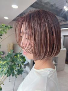 ハイライトカラー　ミニボブ　ピンクベージュ - Flag Hair 西通り店掲載