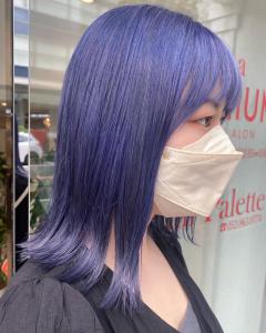 ハイトーンパープルカラー×外ハネ切りっぱなしロブ - e.m.a PREMIUM BEAUTY SALON掲載