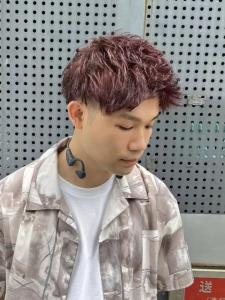 デザインカラー　ワインレッド/赤　ツーブロック - Hair salon for Men idea掲載