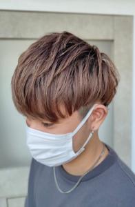 メンズハイトーンカラー　ツーブロックマッシュ　ベージュ - MEN'S SALON alfRed 平針店掲載