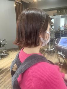 韓国っぽピンクカシスカラー・切りっぱなしボブ - hair＆make egerie掲載