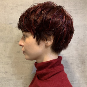 レッドハイライトxベリーショート - hair make kuni掲載