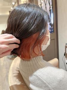 ボブヘア×インナーカラー×オレンジブラウン - Luccica hair&spa掲載