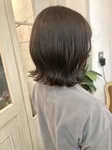 前髪ありオリージュくびれ外ハネミディアム40代梅ヶ丘美容室 - CHAINON掲載