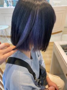 インナーブルーブラック　ぱっつんショートボブ - HAIR MAKE age 天神西通り店掲載