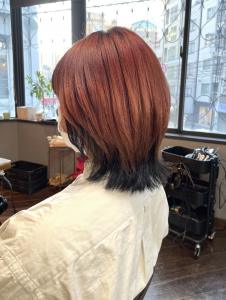 オレンジ×ブラックツートンデザインカラー・ボブウルフ - hair＆make egerie掲載