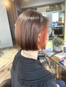 オレンジインナー×シアーベージュカラーミニボブ - hair＆make egerie掲載