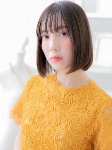 暗髪シースルーバング前下がりぱっつんボブ　ダークアッシュ - mod's hair【モッズヘア】上尾/上尾西口店掲載