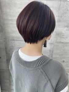 大人可愛い20代30代小顔ショートワインレッド★山之内 - SARA Beauty Sight 志免店掲載