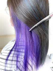 インナー パープル × ハイライト ブルー - K&K hair design つつじが丘店掲載