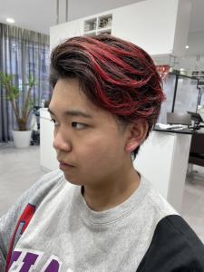 グラデーションカラー　レッド　アップバング　【札幌】 - THIS IS BARBER掲載