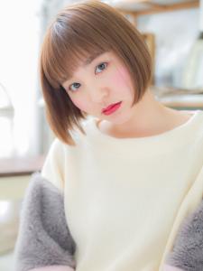 ツヤ髪オレンジカラー切りっぱなし前下がりボブ　ぱっつん前髪 - mod's hair【モッズヘア】越谷/越谷西口店掲載