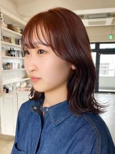 韓国風ヘア　ヨシンモリ　薄めバング　チェリーブラウン - 髪質改善 SEPT. 天神大名掲載