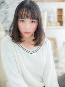 黒髪インナーカラー小顔シースルーバング　アッシュブラック - mod's hair【モッズヘア】越谷/越谷西口店掲載