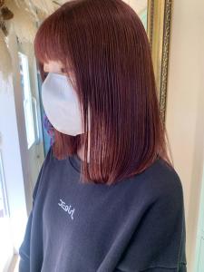 ブリーチなしダブルカラーワインレッド暖色カラー - ＣＲＥＡ能見台掲載