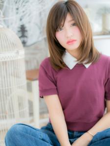 大人かわいい斜めバングミルクティーブラウン　アースカラー - mod's hair【モッズヘア】越谷/越谷西口店掲載