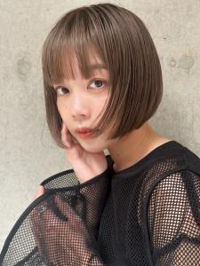 前下がりボブ　ワイドバング　カーキベージュ　　 - 髪質改善 SEPT. 天神大名掲載