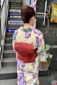 浴衣着付け　ヘアセット　夜会巻き