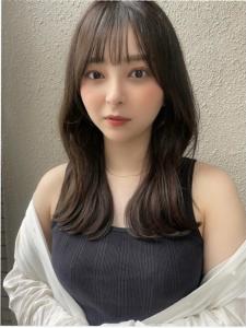 斜めバングフェイスレイヤーくびれヘア/ダークグレージュカラー - Lond Cheri 仙台【ロンドシェリ】掲載