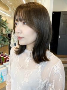 顔周りレイヤー　韓国風ヘア　ベージュ　アッシュカラー - canoe 博多ミスト店掲載