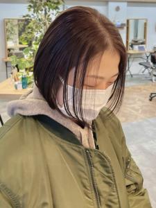 センターパート　切りっぱなしボブ　暖色系カラー - canoe 博多ミスト店掲載