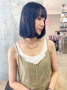 アイスブルー黒髪風ヘアイルミナカラーシンプルボブ - agir hair 赤羽【アジールヘア】赤羽駅南口店掲載