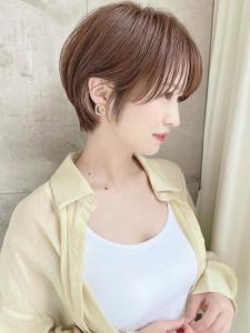 20代30代40代黒髪前下がりショートボブ丸みショート