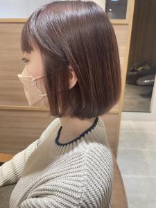 ピンクブラウン×ボブ - 半個室型美容室 Sourire 箱崎店掲載