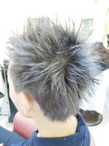 10代20代ブリーチカラーシルバー2ブロックアップバング