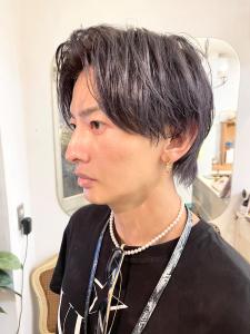 2wayセンターパート無造作束感カジュアル黒髪ショート梅ヶ丘