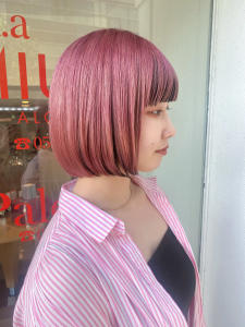 ぷつっとボブ×ピンクカラー - e.m.a PREMIUM BEAUTY SALON掲載
