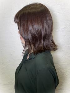 切りっぱなしミディ　外ハネミディ　ピンクブラウン - HAIR&HEADSPA SQUARE＊UNO HAKATA掲載