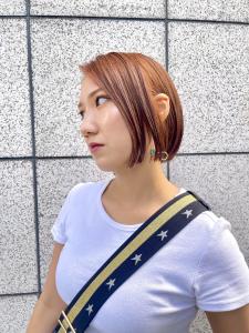 【福岡天神赤坂】20代30代/ピンクオレンジ/ミニボブ - Des.Art掲載