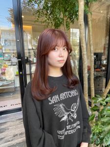 ブリーチ無し赤×顔周りレイヤー - NAP hair &Nalow homme掲載