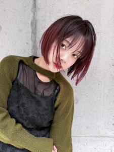 【pignon】切りっぱなしボブ ミニボブ チェリーピンク - 髪質改善 SEPT. 天神大名掲載
