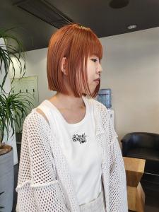 【零也】ぷつっとボブ×大人ブリーチのオレンジ - STYLE 茅ヶ崎 smart salon掲載