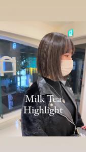 コントラストミルクティーハイライトボブ - marju銀座掲載
