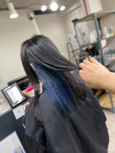 インナーブルーロングイヤリングカラー所沢西所沢 - agir hair 所沢 【アジールヘア】 所沢プロペ通り店掲載