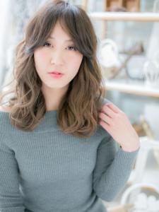 ルーズｘアシンメトリー大人MIXウェーブ　ニュアンスカラー