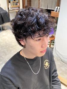 メンズカットハイライトマッシュパーマウルフアッシュブラック - newi saLyu 立川掲載